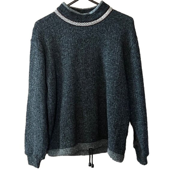 Skjaeveland Of Norway Women's Small Pure New Wool Sweater Charcoal Gray Red - Picture 1 of 7